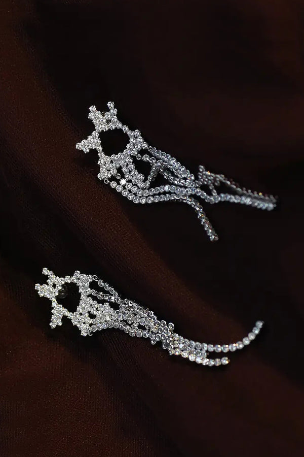 YVMIN irregular pavé tassel earrings 20085 (pair)